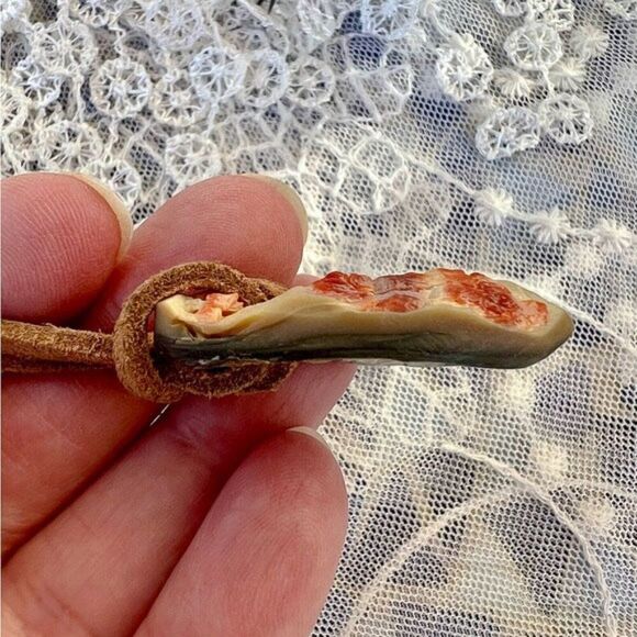 Vintage Leather Cord Abalone Shell Surfer Necklace Rugged Unisex 22" - Picture 8 of 11